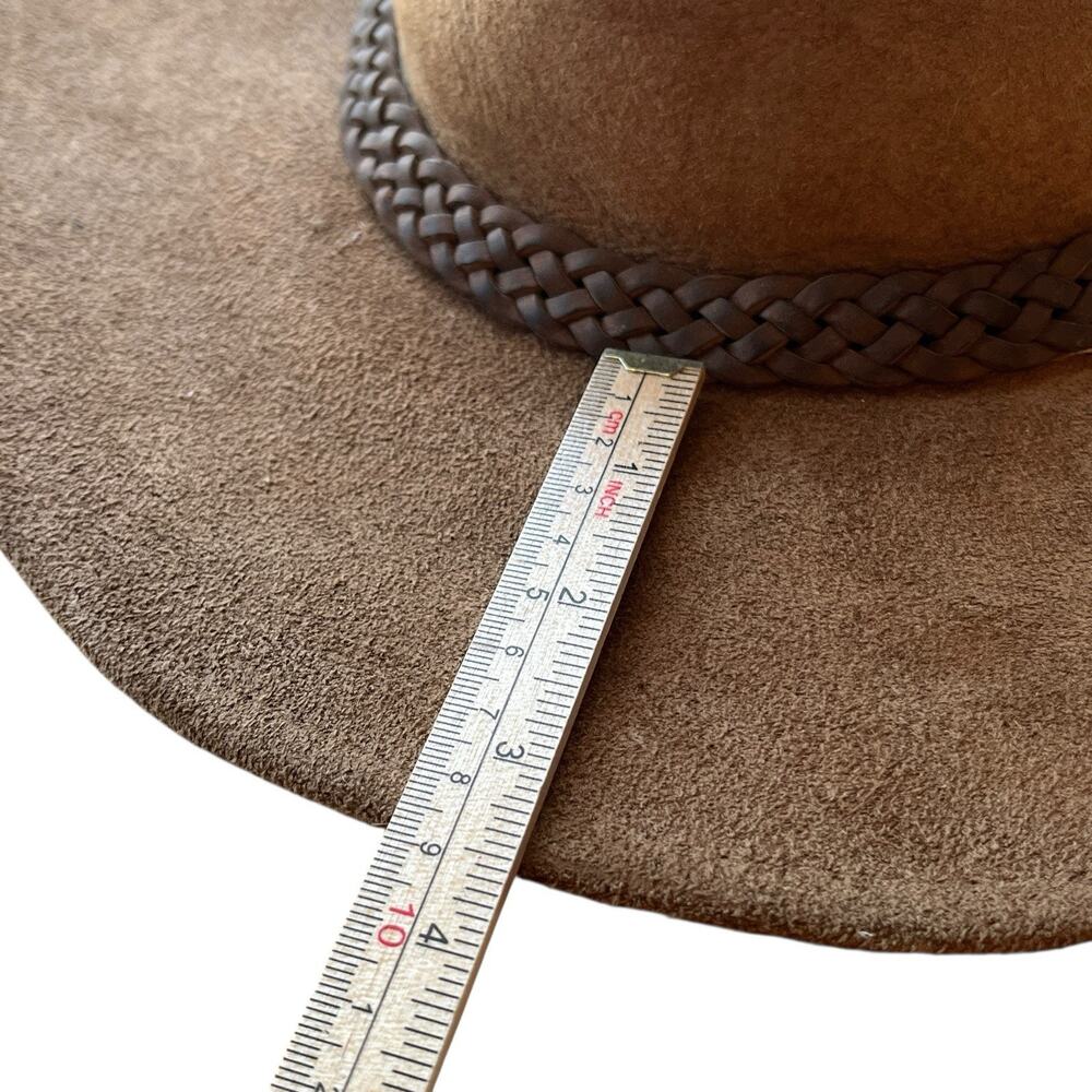 Suede Shearling Rancher Cowboy Hat Men Size 7 1/8 Made in USA Vintage Western - Picture 2 of 15